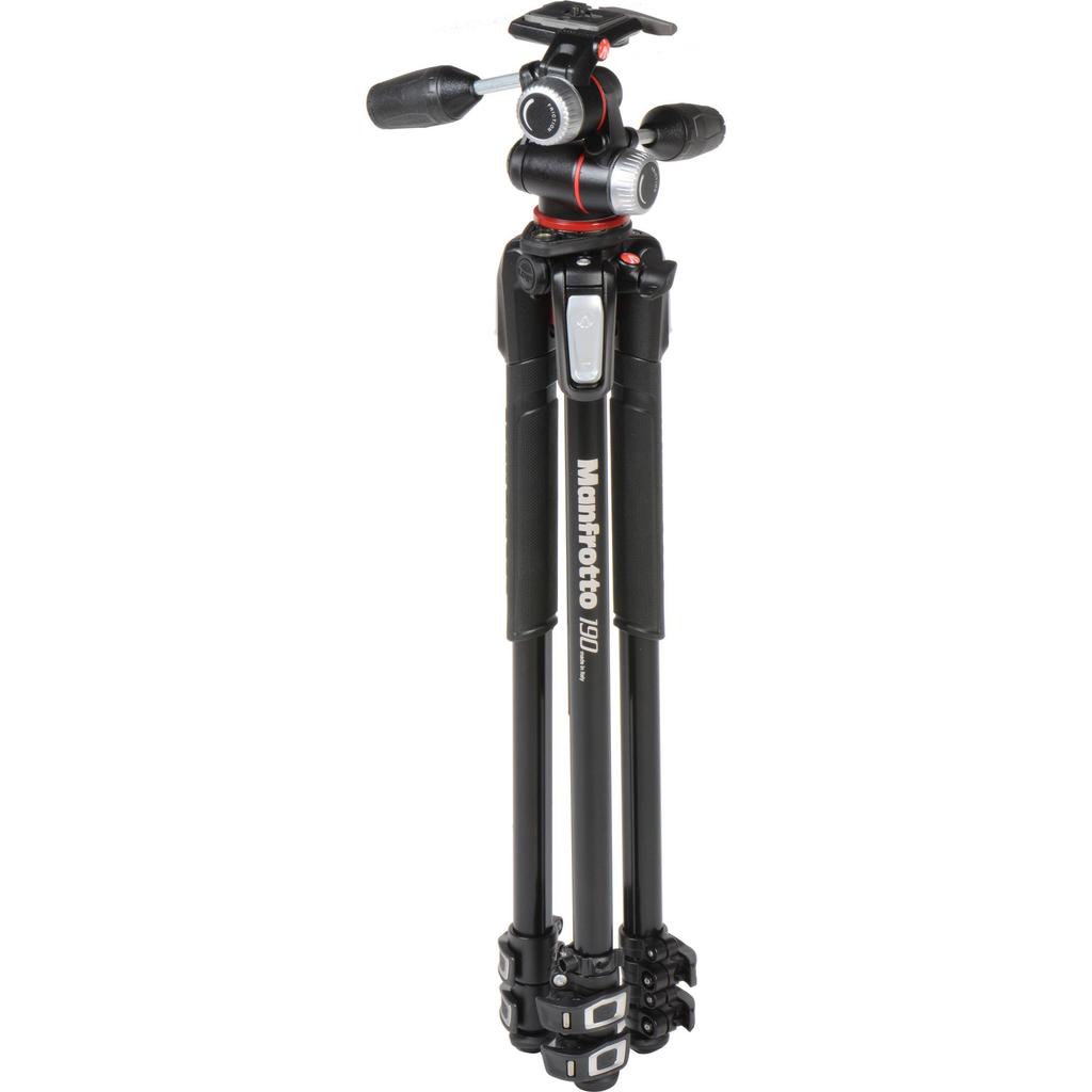 Manfrotto Professional 190 Series 3 Sections RC2 Head Kit MK190XPRO3-3W Tripod, Aluminum, + 3-Way