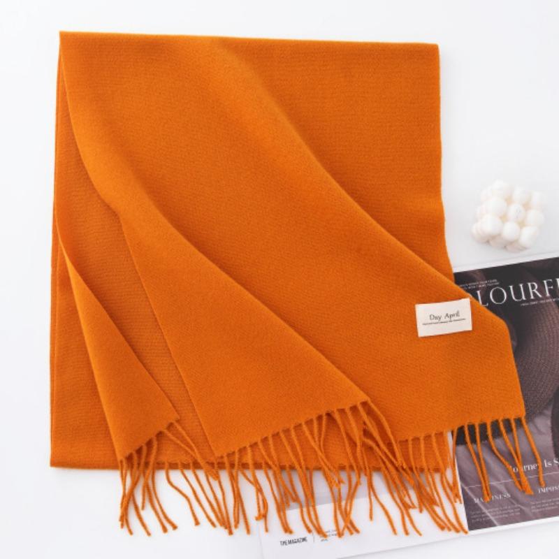 New Solid Color Maillard Imitation Cashmere Scarf for Women Autumn and Winter High End Simple Warm Shawl