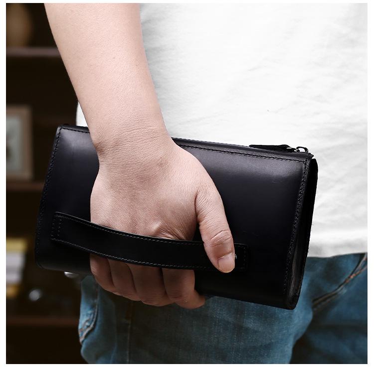 Men's Genuine Crazy Horse Leather Vintage Clutch & Phone Bag