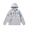 Foreign trade new rainbow color matching letter embroidery velvet loose hooded sweater casual trousers set men and women the same style