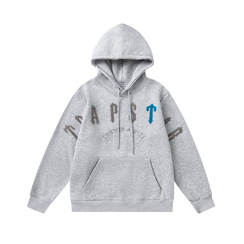 Foreign trade new rainbow color matching letter embroidery velvet loose hooded sweater casual trousers set men and women the same style