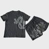 Synaword Men's Trendy American Foam Letter Print T-Shirt & Shorts Set