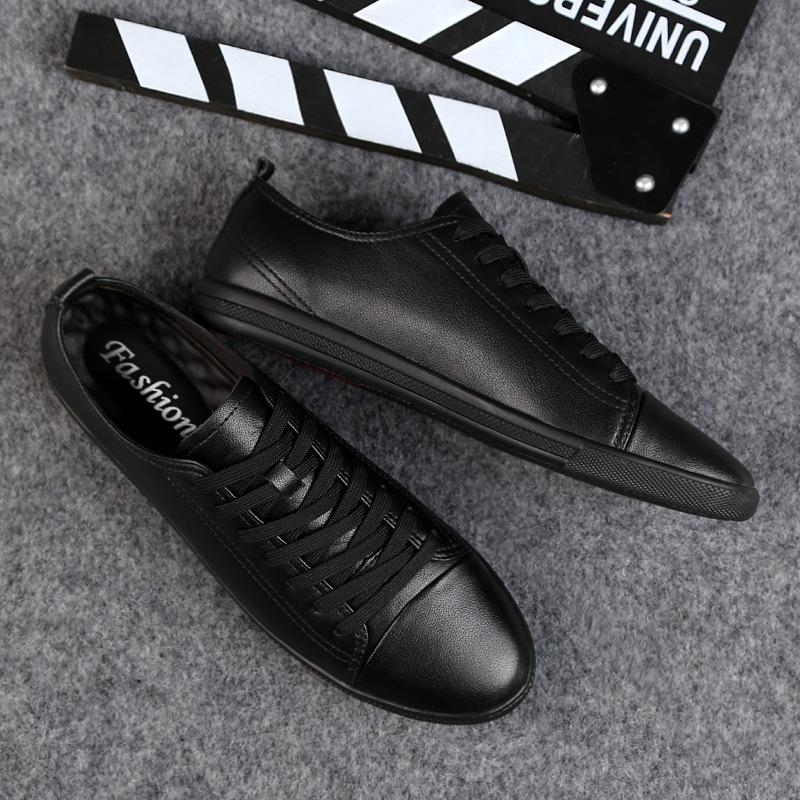 White Shoes Men  New Breathable White Shoes Men's Shoes Versatile Board Shoes Flat Leather Shoes