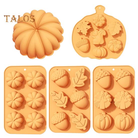 Thanksgiving Silicone Cake Mold for Pumpkin Fall Leaf Shapes Reusable Flexible Chocolate Mold Heat Resistant Baking Tool for Fall Harvest Theme Party