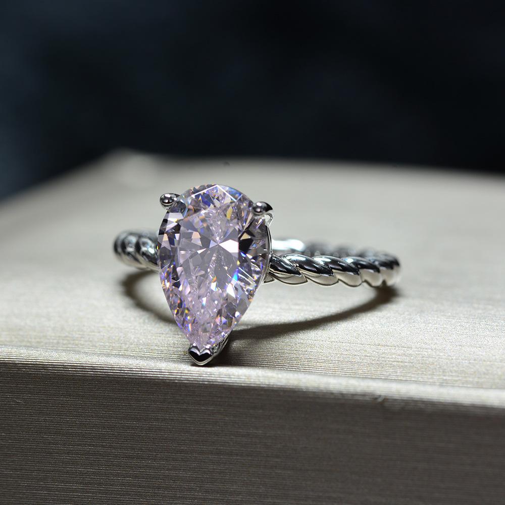 Tancise Classic 925 Sterling Silver  Zircon Ring Ladies Jewelry Wedding Promise   Party Gift