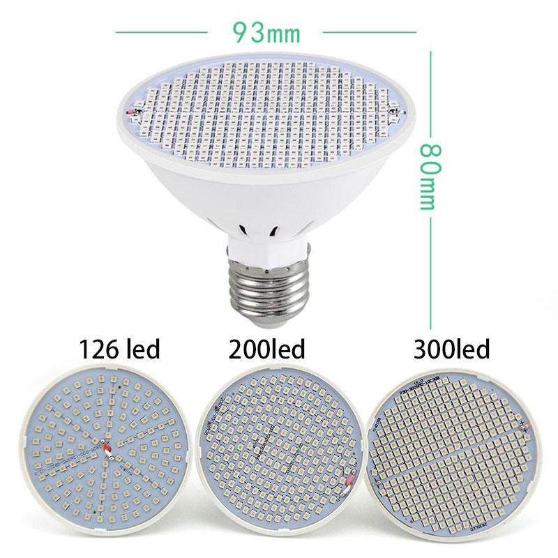 200 300 LED Plant Grow žárovka fytolampa plné spektrum Květinová pěstební lampa E27 pro vnitřní skleníky Hydroponic