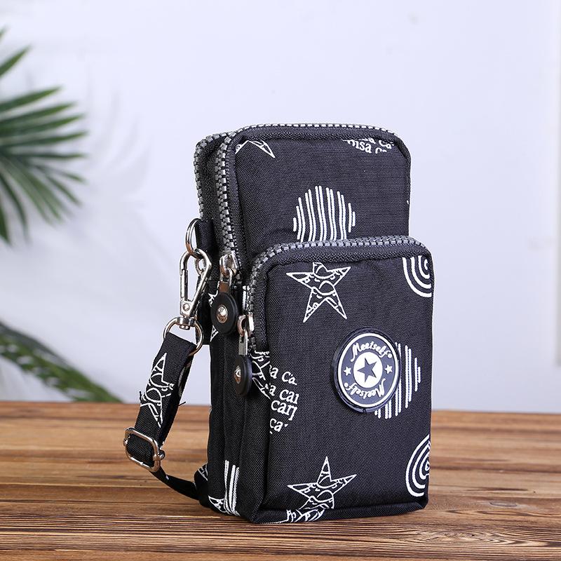Modische hängende Hals-Umhängetasche, Sport-Arm-Tasche, Mini-Handytasche, Handtasche, Geldbörse, Tasche, verschiedene Taschen One Size black