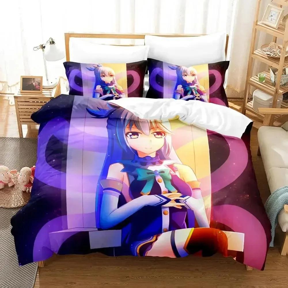 Comforter Anime Konosuba Bedding Set Printed Bed Set With Bed Soft Single Double Queen Super King Size Kids Adult