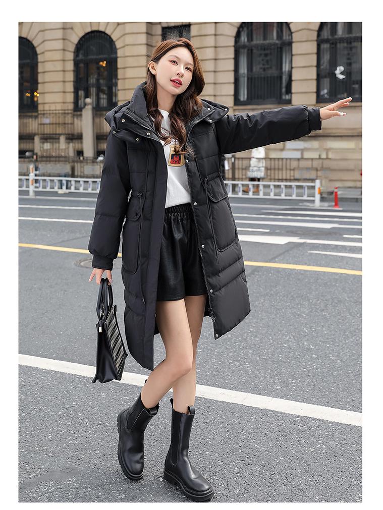 2025 Women's Mid-Length Six-Color Slimming Down Jacket: Thickened Warm Winter Outerwear with Big Pockets