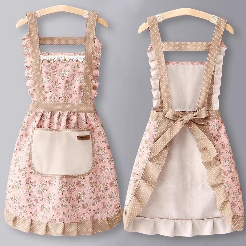 JINGRUIXIANG Princess Kitchen Apron with Hand Wipes