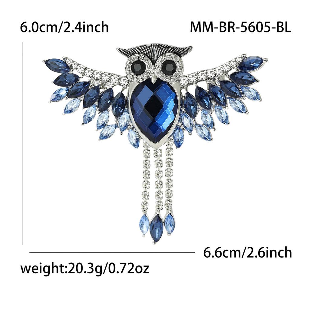 Rhinestone Pendant Owl Brooch for Unisex Animal Pins New Year Gifts Jewelery Accessories