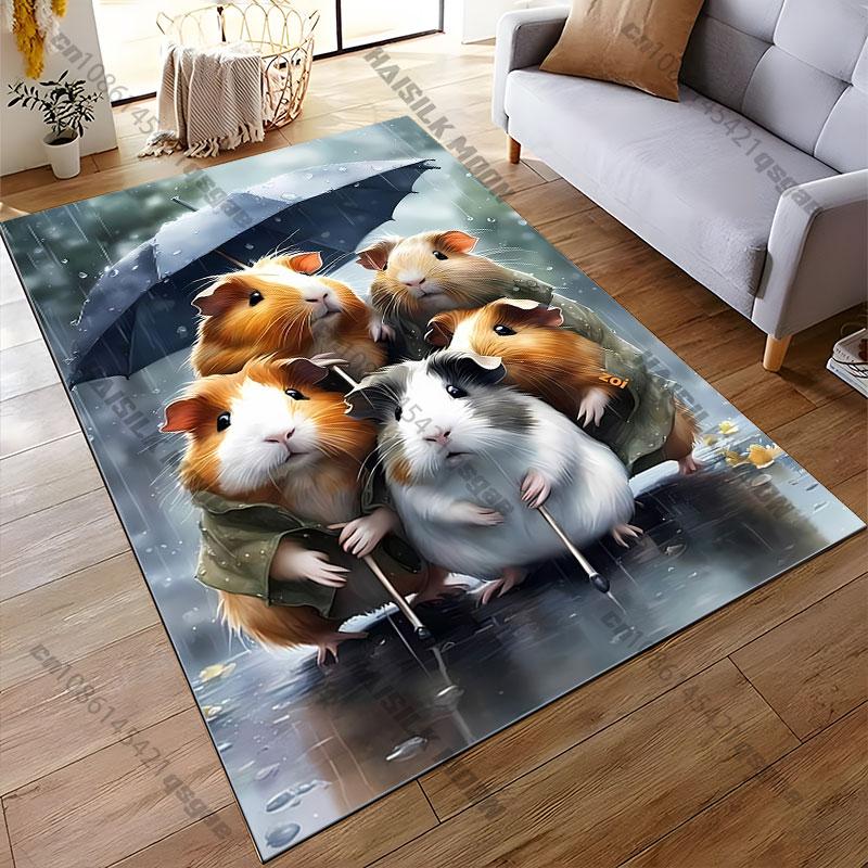 Guinea pigs sharing umbrella rain carpet Yoga living room room decor children's crawling mat doormat area rug games mat