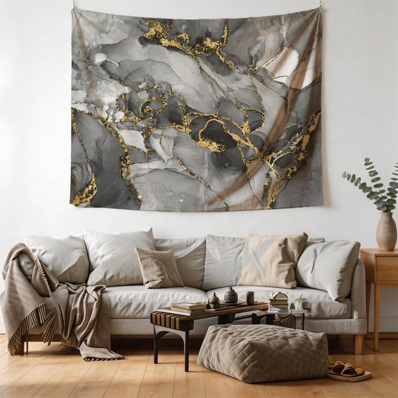 Luxury Gold Marble Wall Tapestry Abstract Art Wall Hanging Tapestry Modern Aesthetic Wall Decor For Living Room Bedroom Dorm
