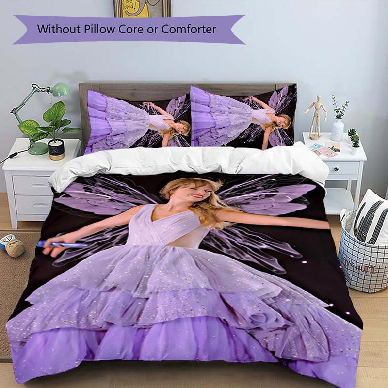 3pcs Taylor Swift pattern bedding set duvet cover set includes duvet cover &pillowcases, perfect all season bedroom decoration & gift