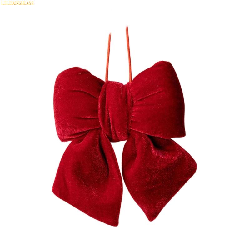 J1HA Luxurious Velvets Holiday Bowknot Decorations Easy Hanging Accessory For Fireplaces Tabletops Christmas Displays