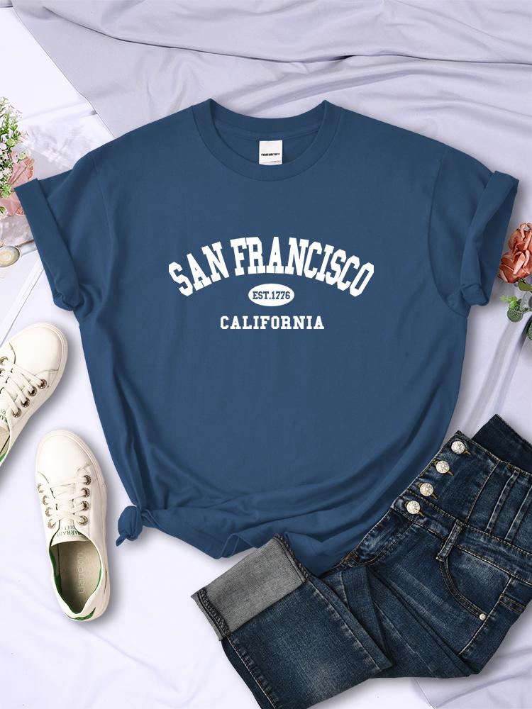 Sanfrancisco Est.1776 California Letter Street Women T-Shirt Casual Breathable Short Sleeve Fashion Personality Tees Soft Tshirt