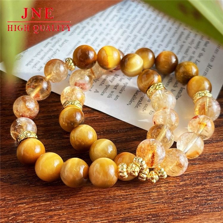 10Mm National Style Retro Minority Natural Tigereye Citrine Atmosphere Bracelet