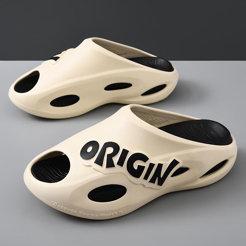 

Новые тапочки мужские летние модные простые для улицы толстая подошва нескользящие для улицы спортивные для отдыха пляжные мужские шлепанцы 44-45