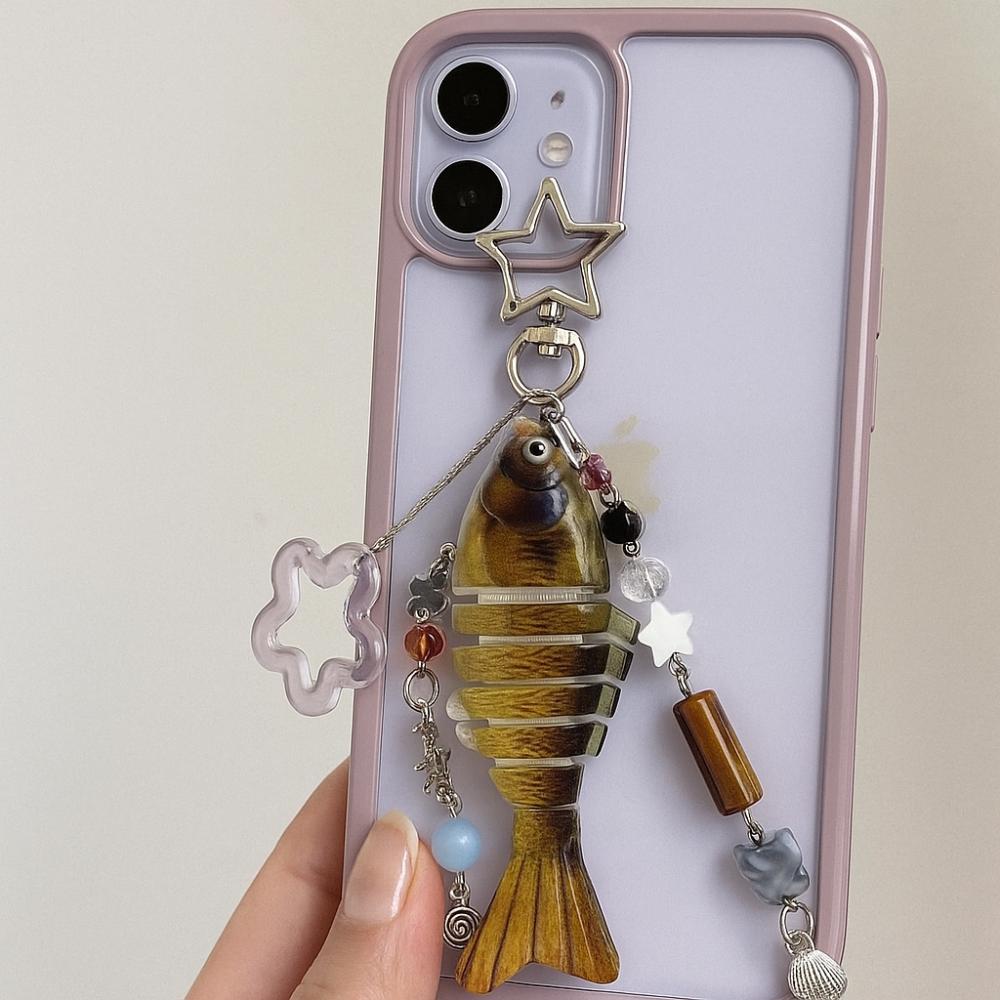 Bionic Design Artificial Fish Pendant Phone Lanyard Fish Bait Lanyard  Backpack