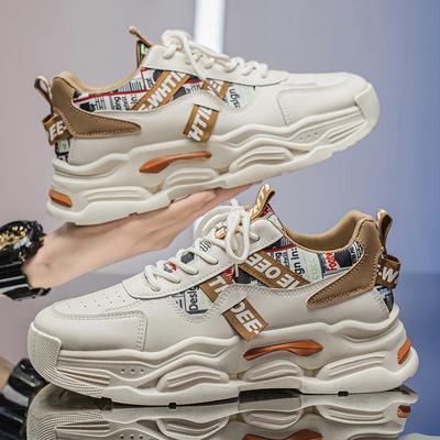 Wiosenne i jesienne męskie buty nowe oddychające cienkie sportowe do biegania skórzana powierzchnia młodzieżowe casualowe wszechstronne modne buty dla taty