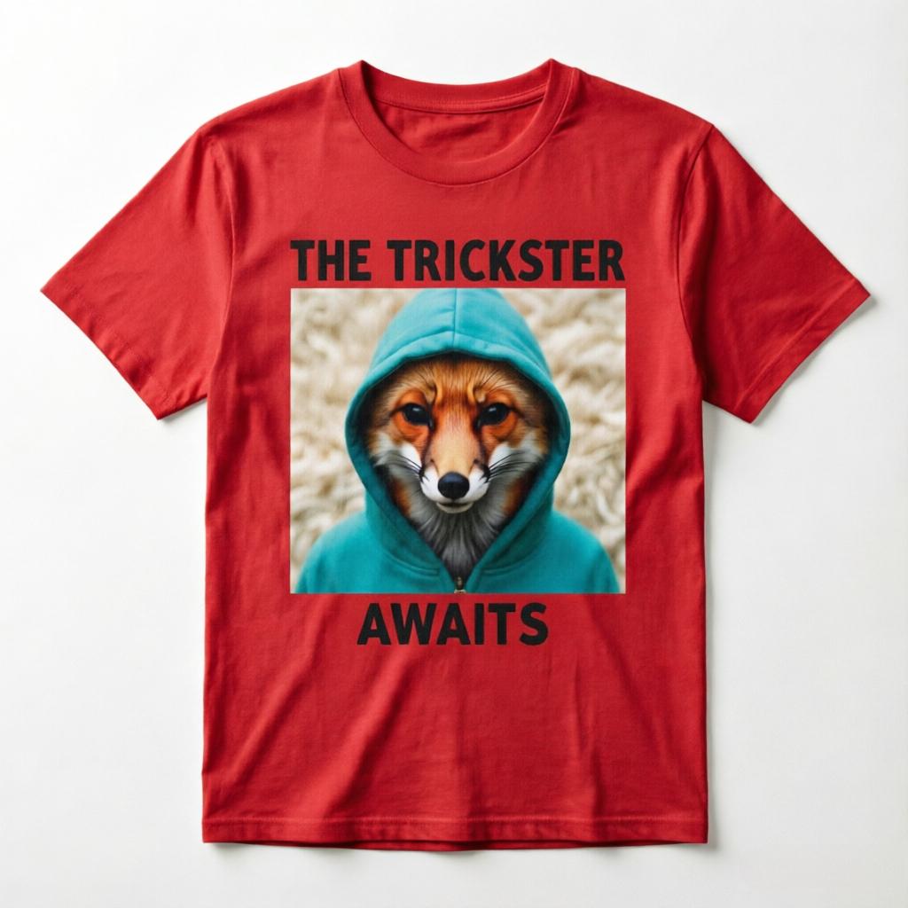 

Hoodie Fox The Trickster Awaits Print TShirt Unisex Cotton Tee Animal Graphic Casual Tops S