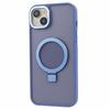 For iPhone 15 Plus Skin-touch Phone Case Kickstand Design TPU+PC+Magnet+Metal Shell Compatible with MagSafe