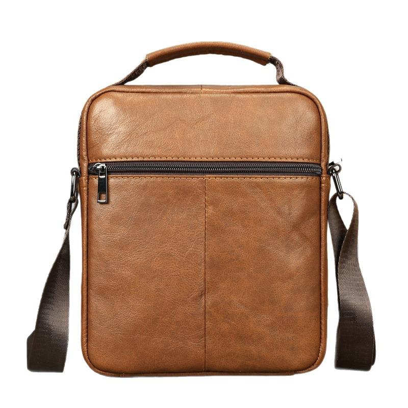 Äkta Läder Herrväska Enkel och Casual Stor Kapacitet Enkel Axelväska Crossbody-väska