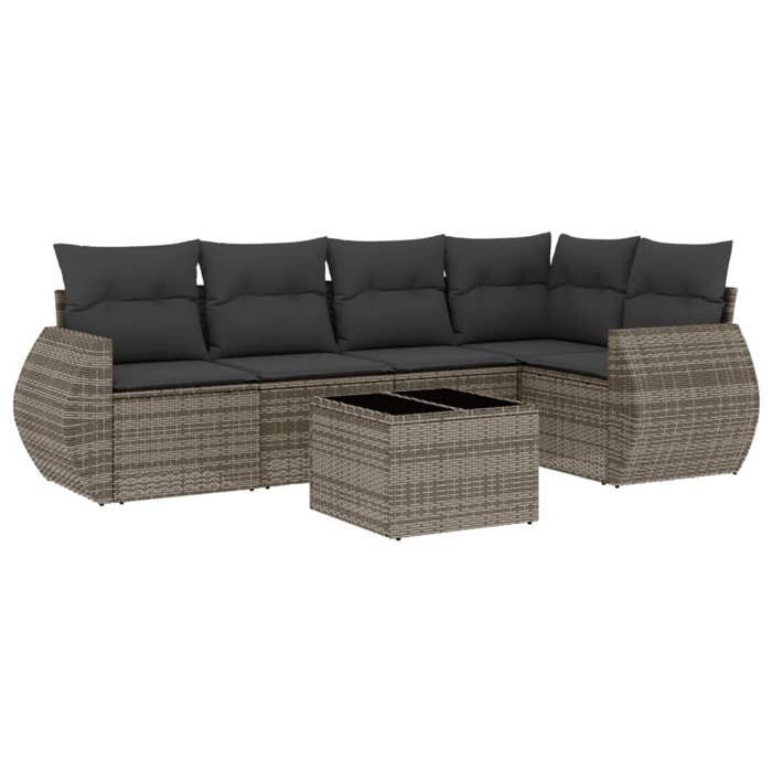 VidaXL Garden Lounge Set with Cushions 6 Pcs, Patio Sofas, Patio Furniture Set, Outdoor Furniture, Grey 3253677