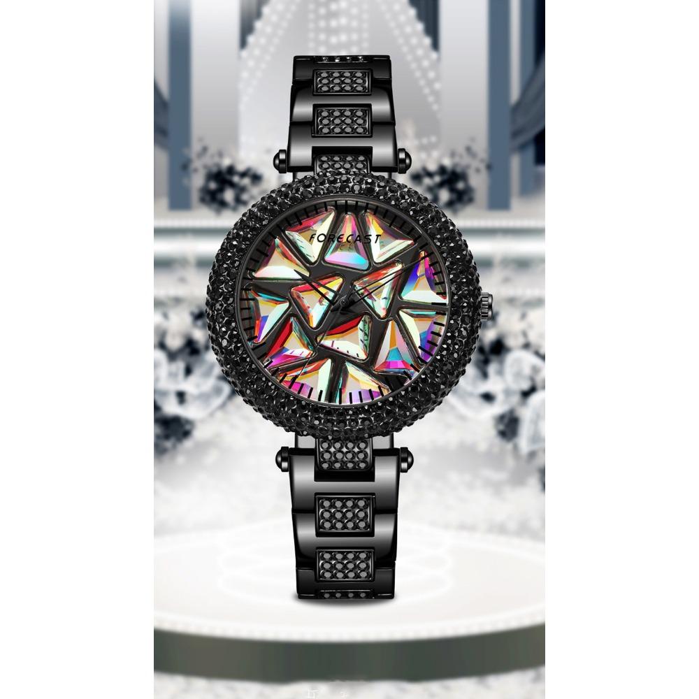 FORE CAST Neue Elegante Quarz Damenuhr Luxus Strassstein Stil Mode Damen Wasserdichte Damenuhr Stahl