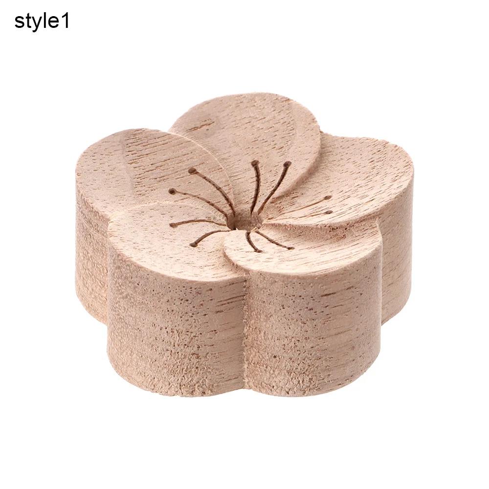 1Pc Diffused Wood Aroma Essential Oil Diffuser Essential Oil For Sleep Flower Shape Wooden Essential Oil Aromatherapy Car Supply Air Fresheners 2