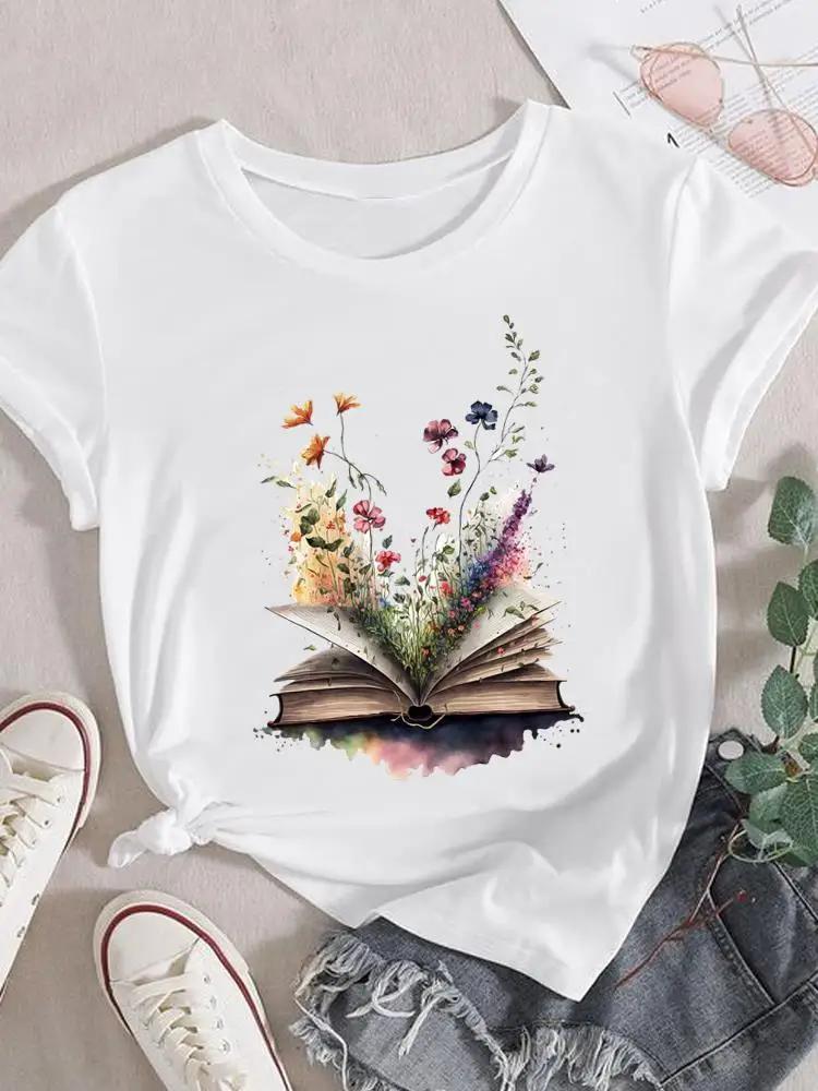 Mode T-Shirt Damen Weiblich Damen Kurzarm Kleidung 90er Trend Blume Süß Grafik T-Shirt Druck Oberteil Kleidung Tee