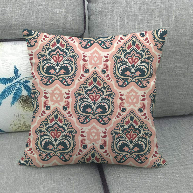 Nordic Bohemian Floral Pattern Digital Printing Short Plush Pillow Covers For Car Sofa Office Cushion Cover Home Goods