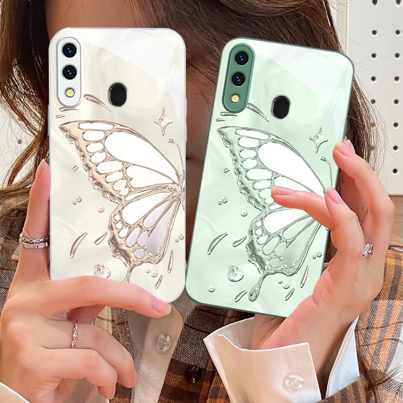 Schmetterling aus Eiskristallen Für Samsung A73 72 71 A70 56 55 54 A53 52 51 50 42 A35 A34 33 32 31 26 25 24 23 22 30 Glashülle