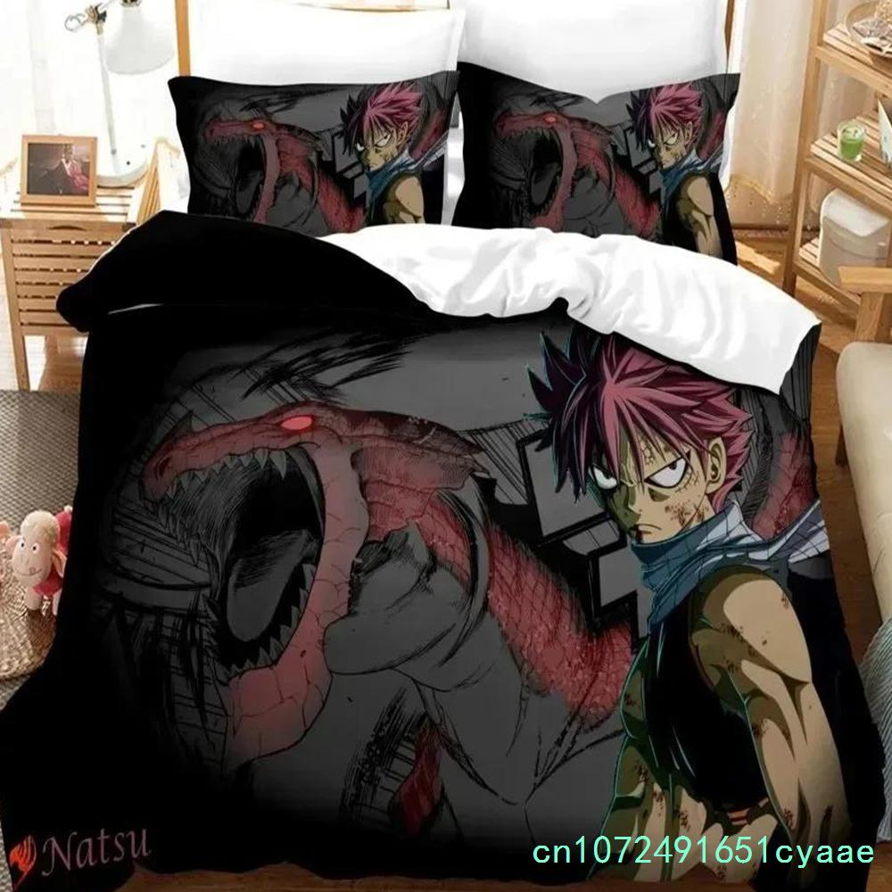 3D Print Fairy Tail Anime Bedding Set Duvet Cover Bed Set Quilt Cover Pillowcase Comforter King Queen Size Boys Adult Bedding