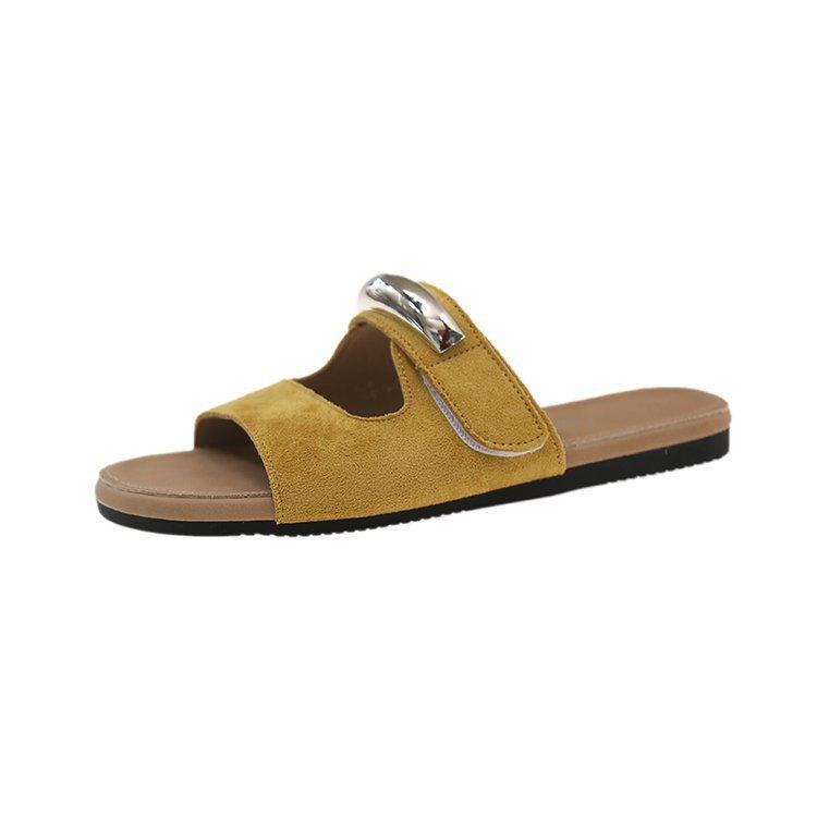 Internet celebrity super fire Velcro flat bottom slippers women's summer fashion wear soft bottom ugly cute summer casual cool slippers