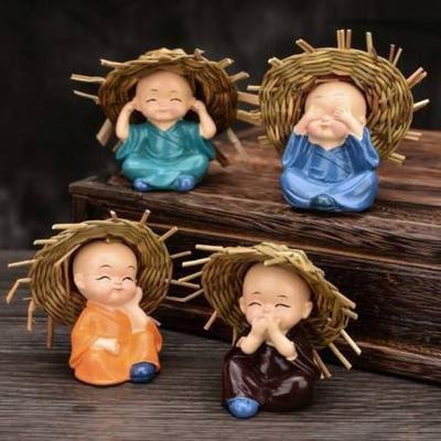 4-st koosnev beebimunga mütsi Buddha kujukeste komplekt – auto armatuurlauale Kodusisustus Kontorikaunistus Kingitus rasedatele Diwali Decor Vaastu Decor Fengshui