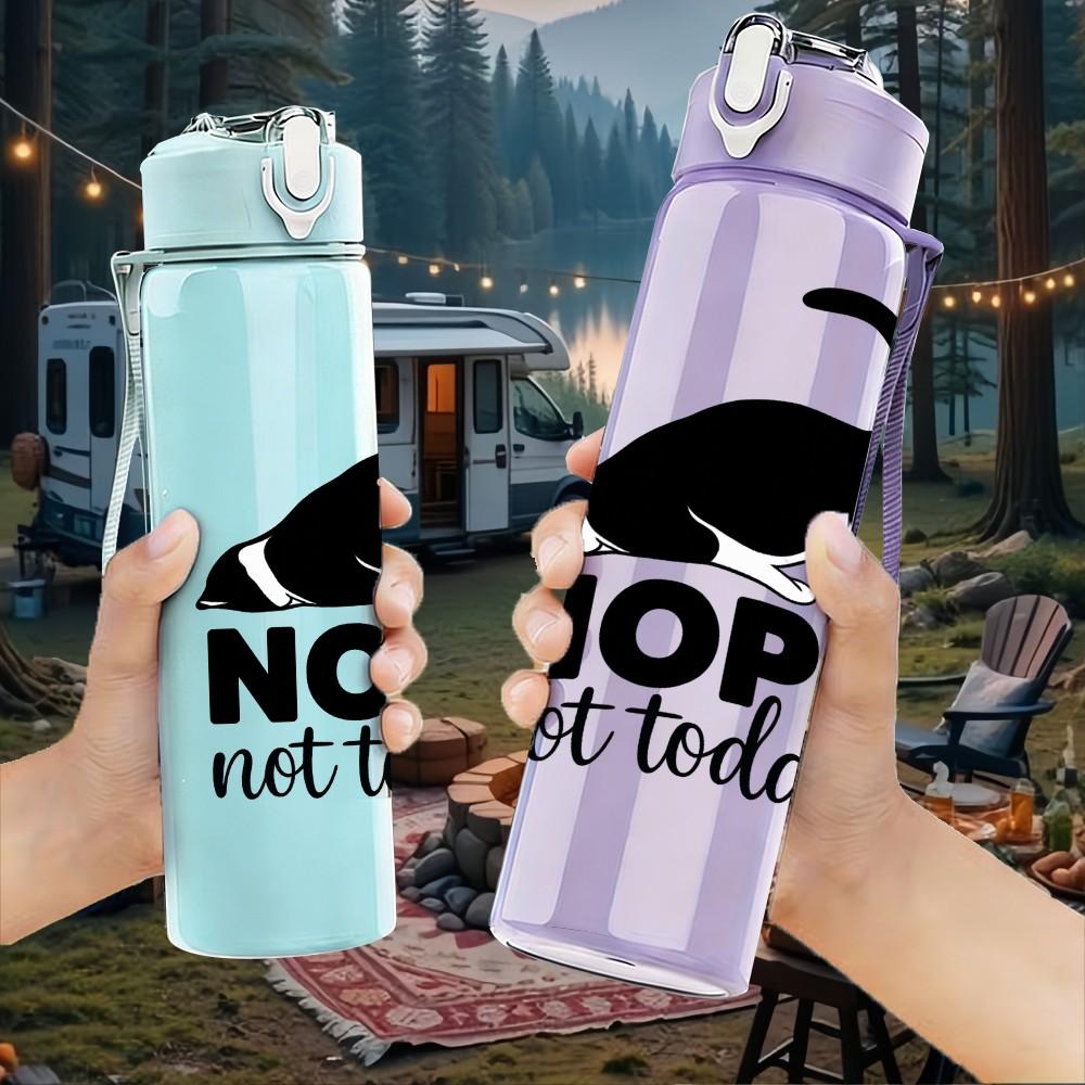 1PC Nope Not Today Black Cat Art 750ml Color Plastic Sports Water Bottle Leakproof Flip Straw Lid Suitable for Sports Office Home Use