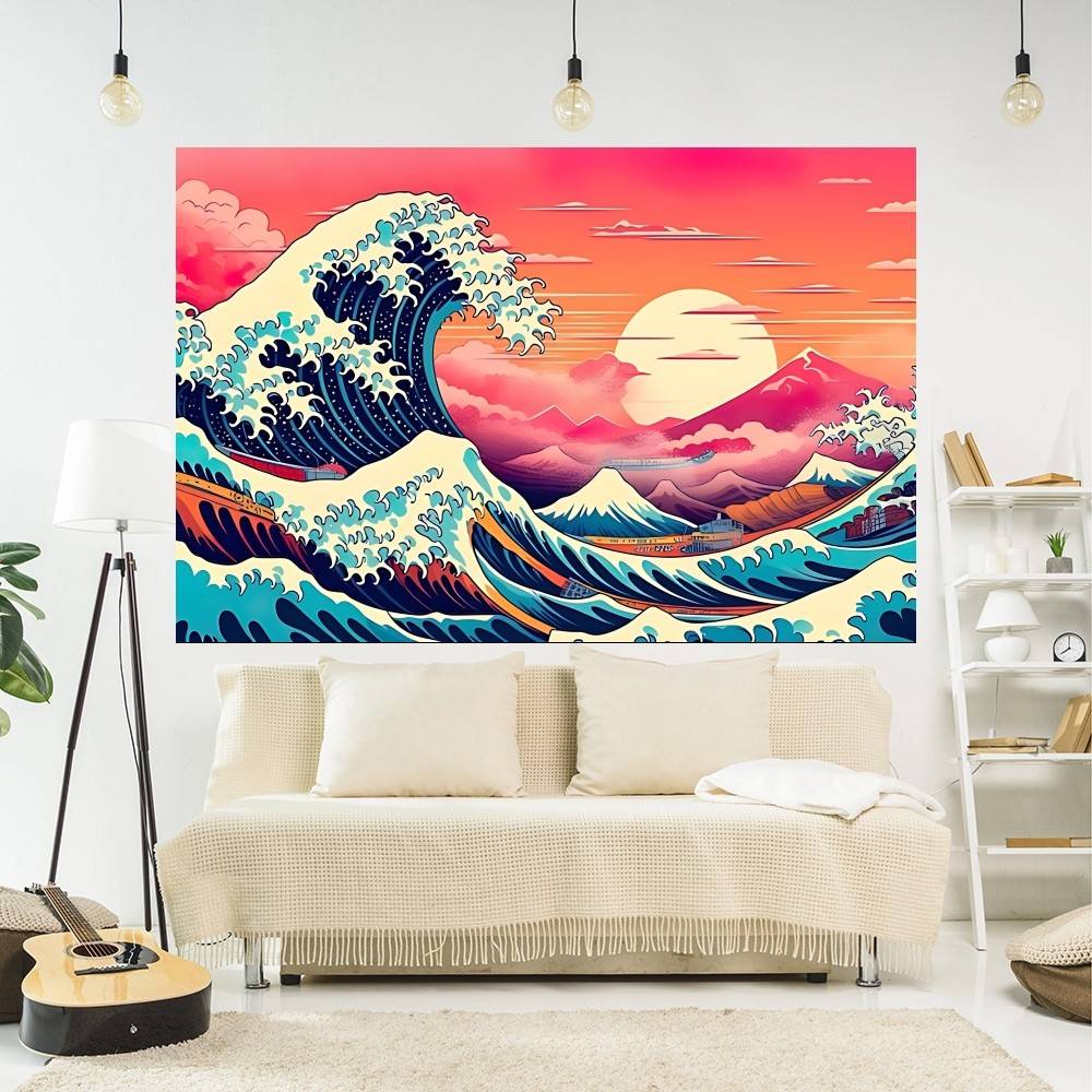 Japanese Art Kanagawa Customizable Tapestries Tapestries Of Various Styles, Anime-themed Wall Hangings, Celebrity Photo Printing