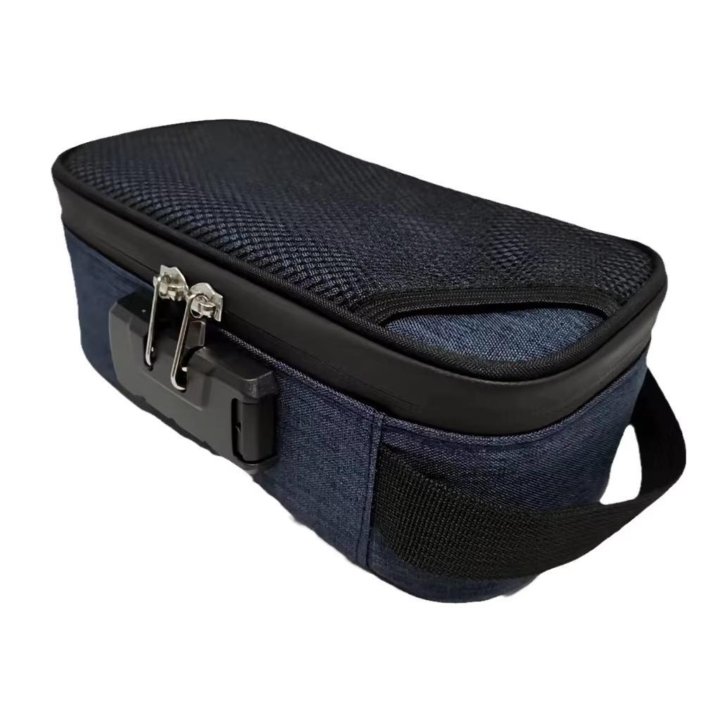 

Сумка с защитой от запаха, большая вместимость, с замком, сумка для дезодоранта с активированным углем, портативная сумка для трубок, удобная темно-синий