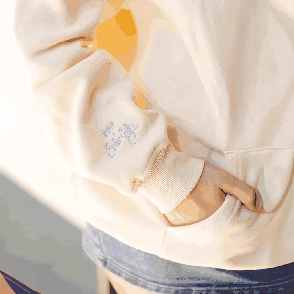 New Pink Palm Print Drop-Shoulder Long-Sleeve Hooded Sweatshirt