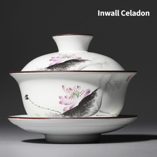 Matte White Ceramic Gaiwan, Teacup, Chinese Kung Fu Tea Set, Porcelain Tea Cup, Bowl, Tureen with Saucer, Elegant Teaware 120ml