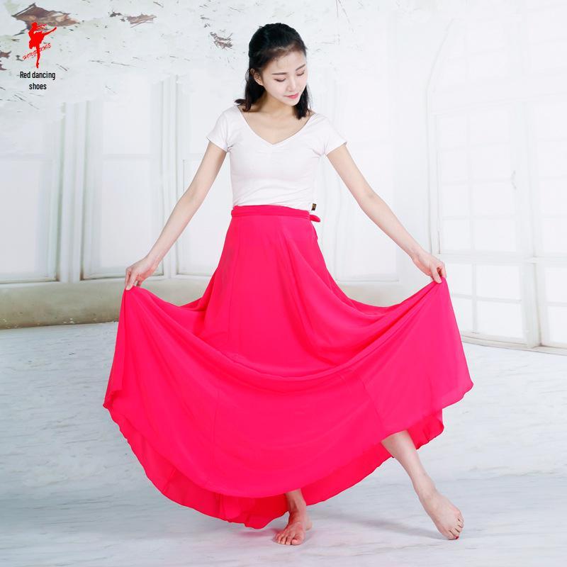 Red Shoes Midi Skirt: Gossamer Korean Dance Performance Costume for Women