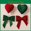 Holiday Gift Wrapping Accessories With Heart Shaped Fabric Decorations For Christmas
