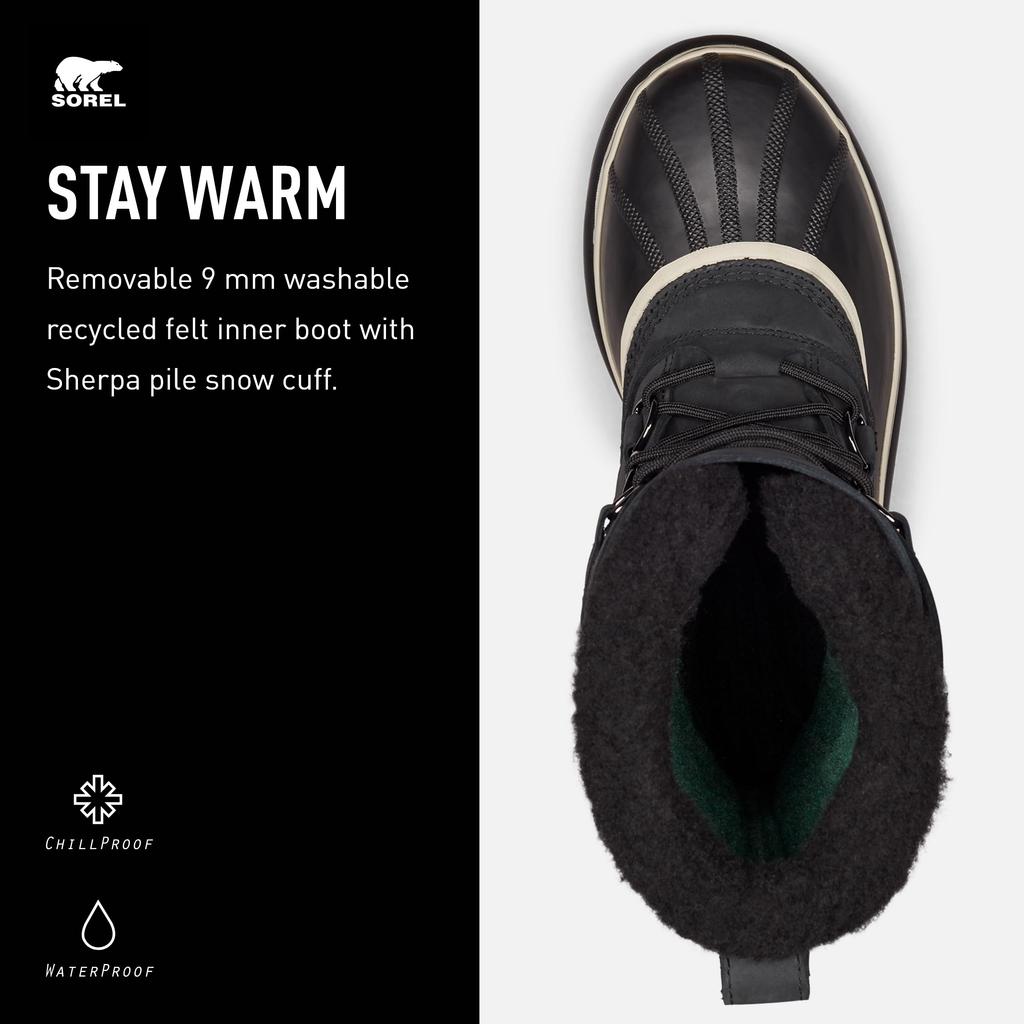 Sorel Caribou Waterproof and Cold Weather Leather Snow NM1000 Size 28cm Men's Boots, Black, (Used)