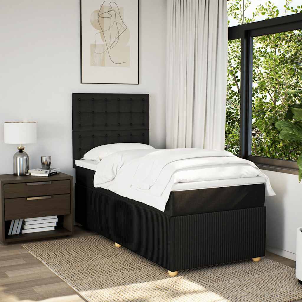 Boxspringbett mit Matratze Schwarz 80 x 200 cm Stoff