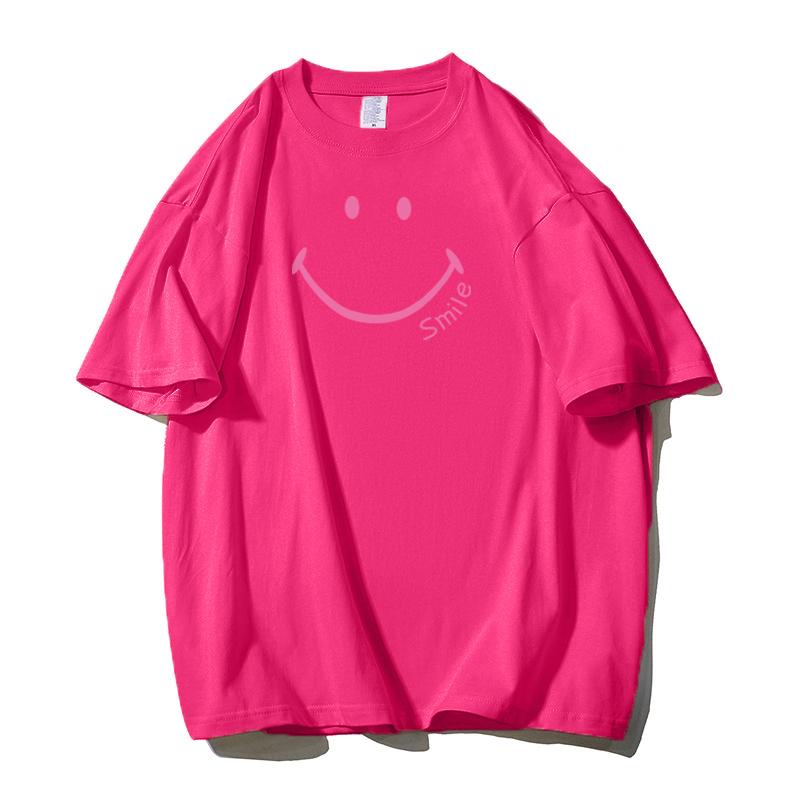 Shellsuning Smiley Gesicht Bedruckte T-shirts 2023 Sommer Neue Übergroßen Casual Oansatz Kurzarm Baumwolle Tees Weibliche Mode Alle-spiel harajuku Grundlegende Tops