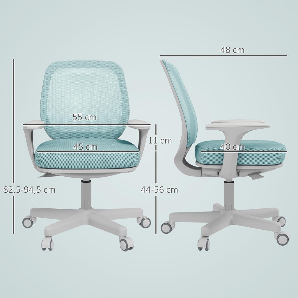 Office Chair, Ergonomic Desk Chair with Swivel Function, Height-Adjustable 55 X 48 X 82.5-94.5 Cm Green