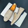 Luxury New Designer New Men's Gold Silver Glitter Sequin Loafers Casual Shoes Men Formal Wedding Dress Homecoming Shoes for Men