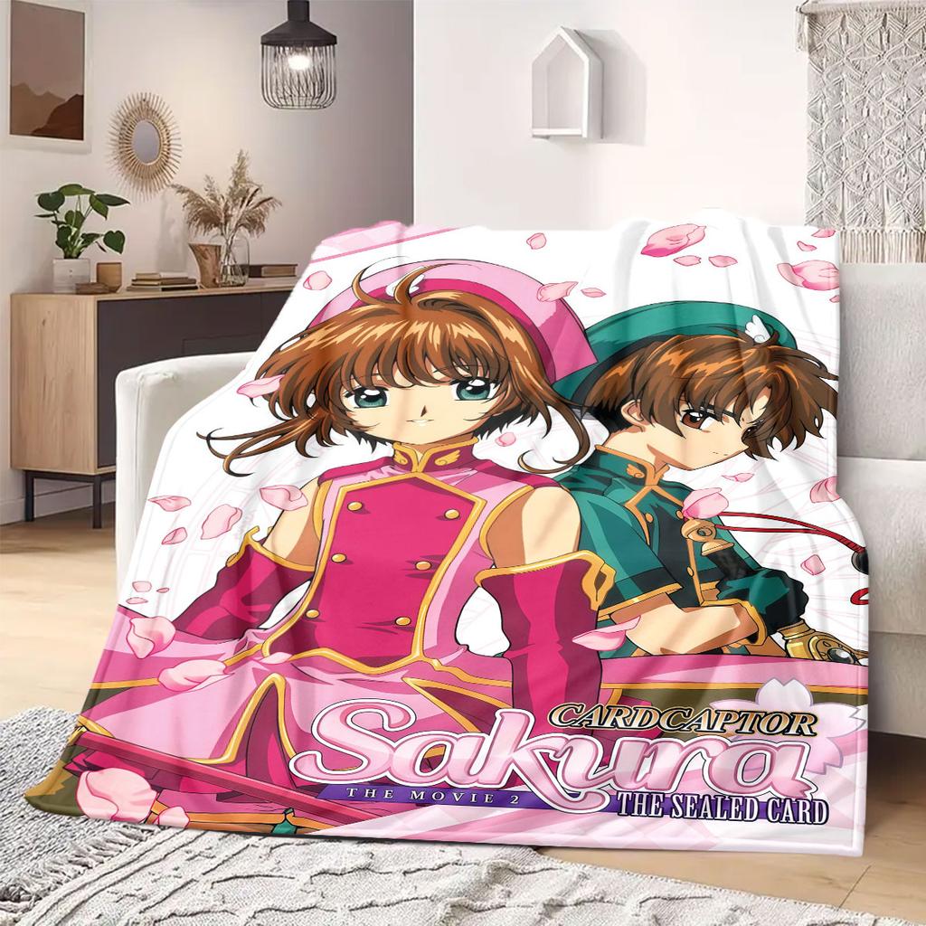 Cardcaptor Sakura Beautiful Cartoon Flannel Blanket, Printed Decorative Throw, Warm and Soft for Bedroom, Sofa and Outdoors_LIAN