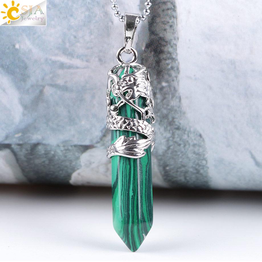 Dragon Crystals Necklace Stone Quartz Necklaces Natural Crystal Pendant Hexagonal Pendant Amethysts Jewelry for Women Men E853